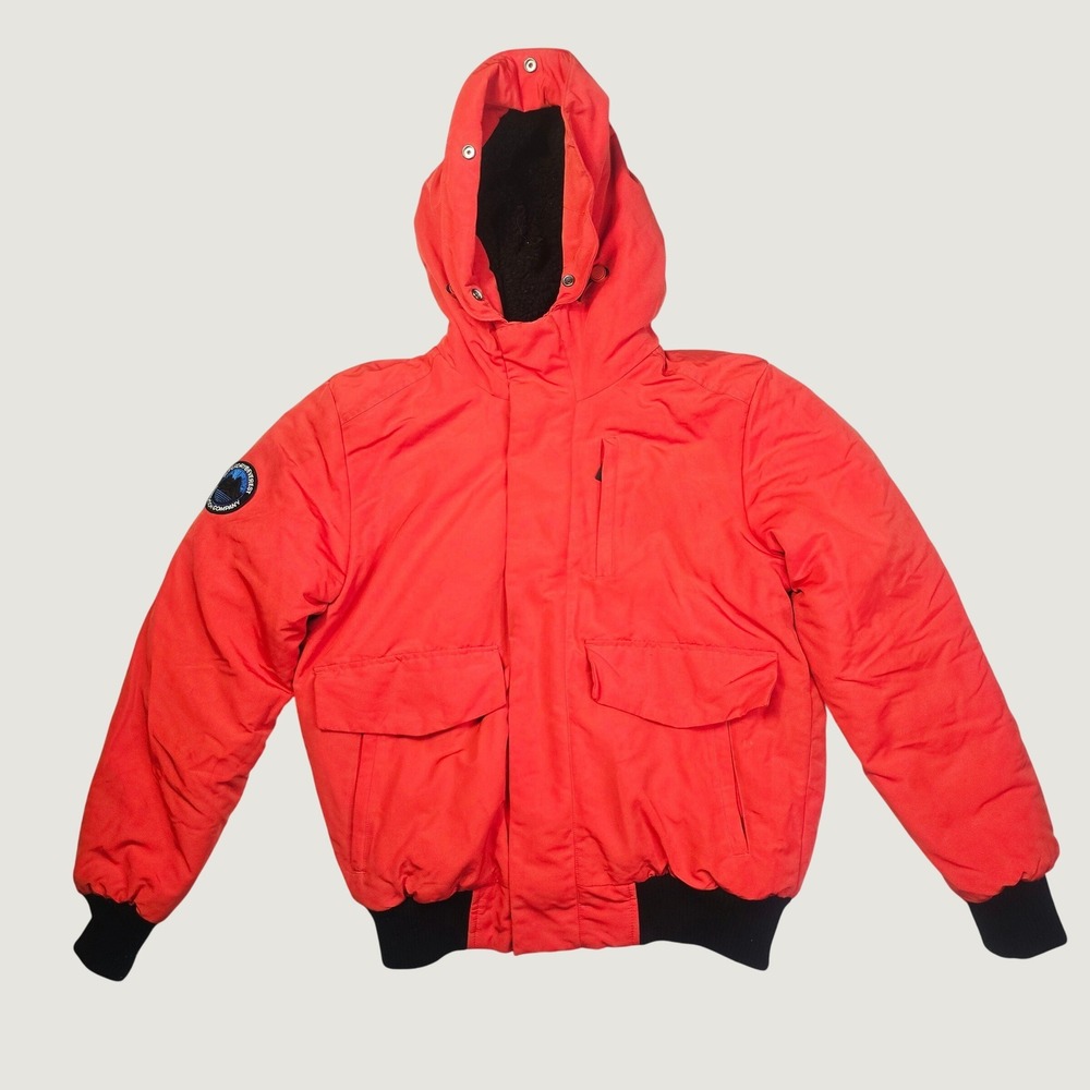 Superdry Mens Everest Expedition Bomber Jacket XL Orange Hooded Parka Coat H62